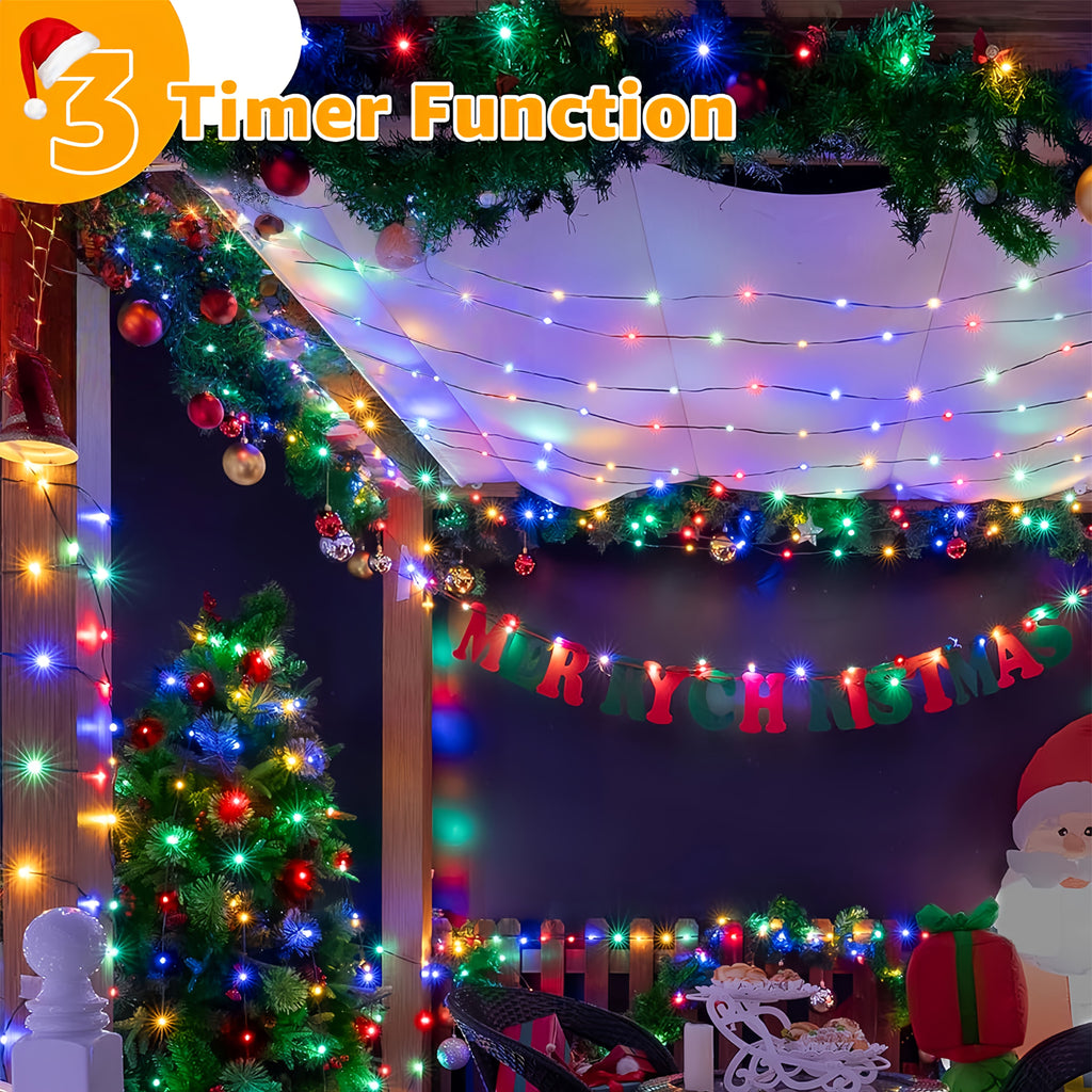 1000/300 LED Christmas Fairy Lights, PVC Green Wire String Lights, European Plug Powered Garden Lights, Button Switch 12 Modes, Long Press for Timer, Suitable for Yard, Fence, Wedding, Christmas Decoration, Christmas Tree, Ch