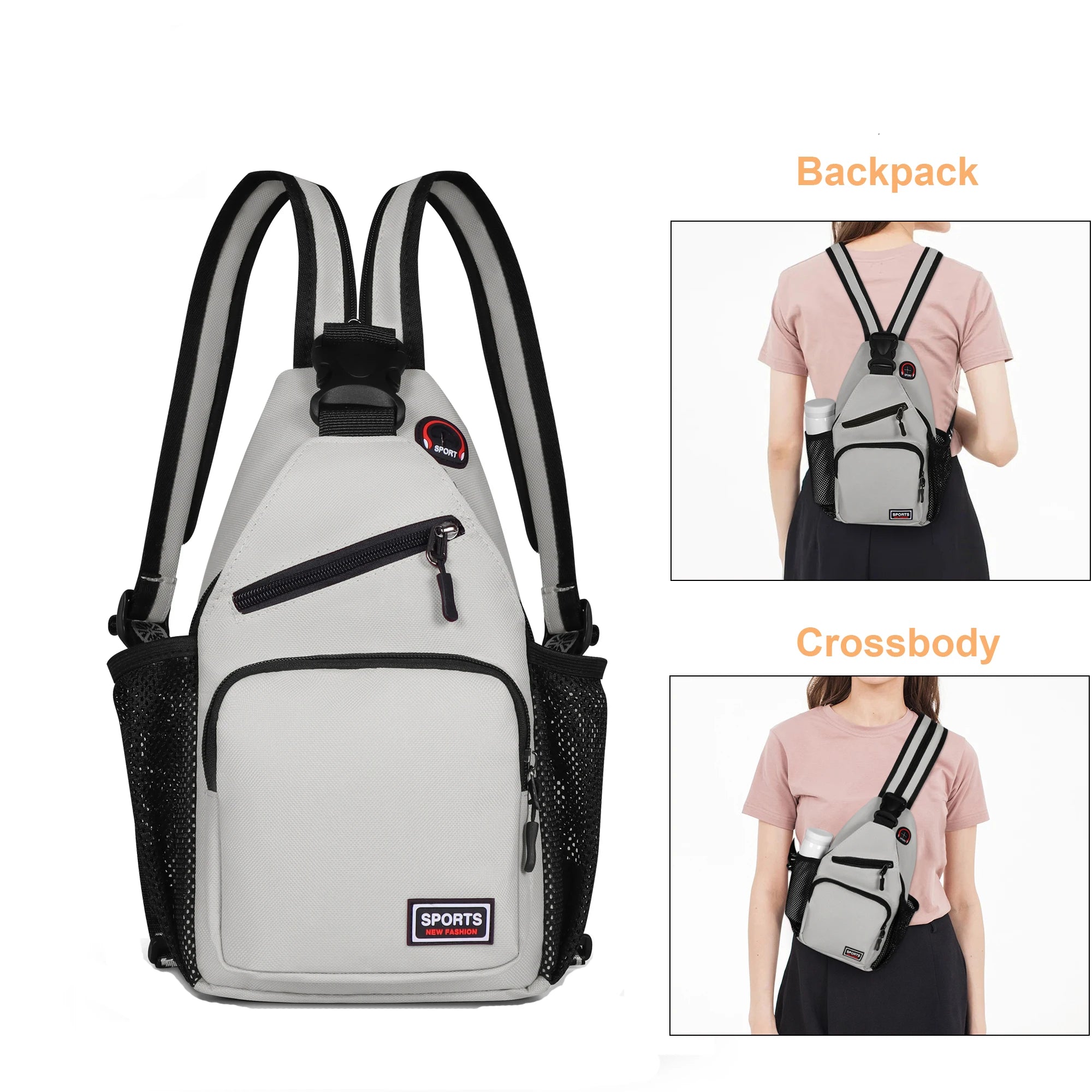 Women Chest Bags Adjustable Backpack and Single Shoulder Bag With Earphone Hole Girl Small Sports Travel Messenger Oxford Bag