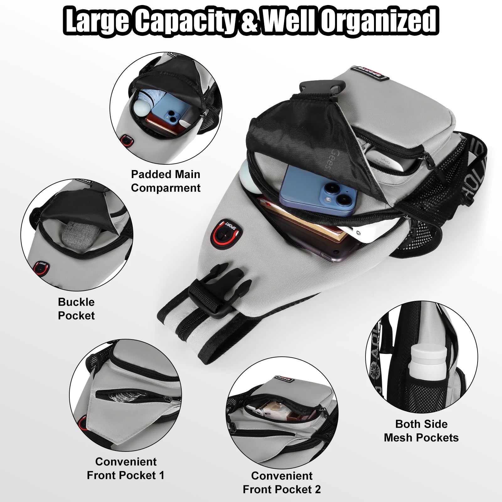 Women Chest Bags Adjustable Backpack and Single Shoulder Bag With Earphone Hole Girl Small Sports Travel Messenger Oxford Bag