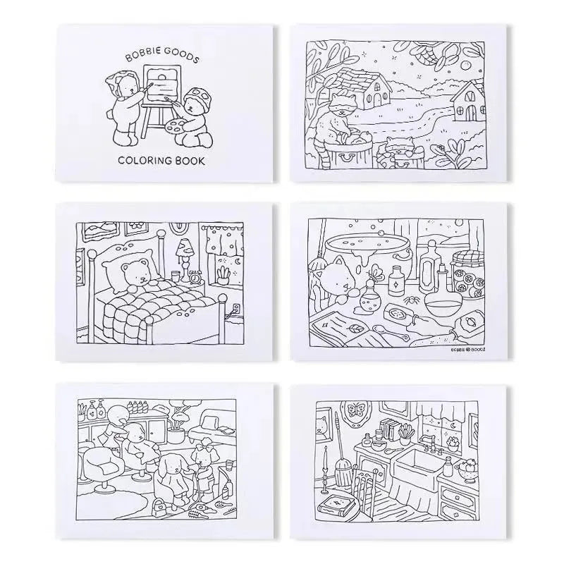 4/2/1Pcs Bobbie Good Coloring Book for Adults and Teens Educational Doodle Book Coloring Books Students Stationery