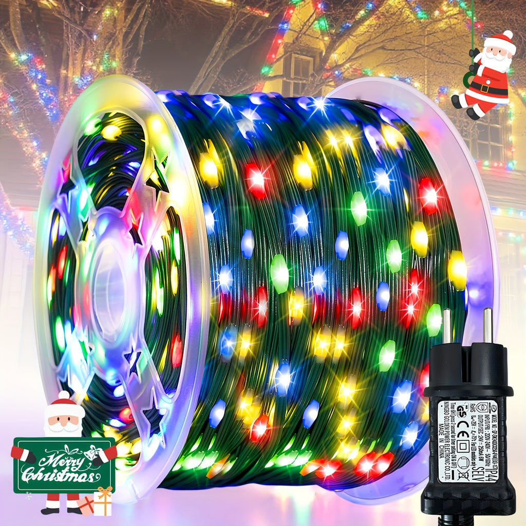 1000/300 LED Christmas Fairy Lights, PVC Green Wire String Lights, European Plug Powered Garden Lights, Button Switch 12 Modes, Long Press for Timer, Suitable for Yard, Fence, Wedding, Christmas Decoration, Christmas Tree, Ch