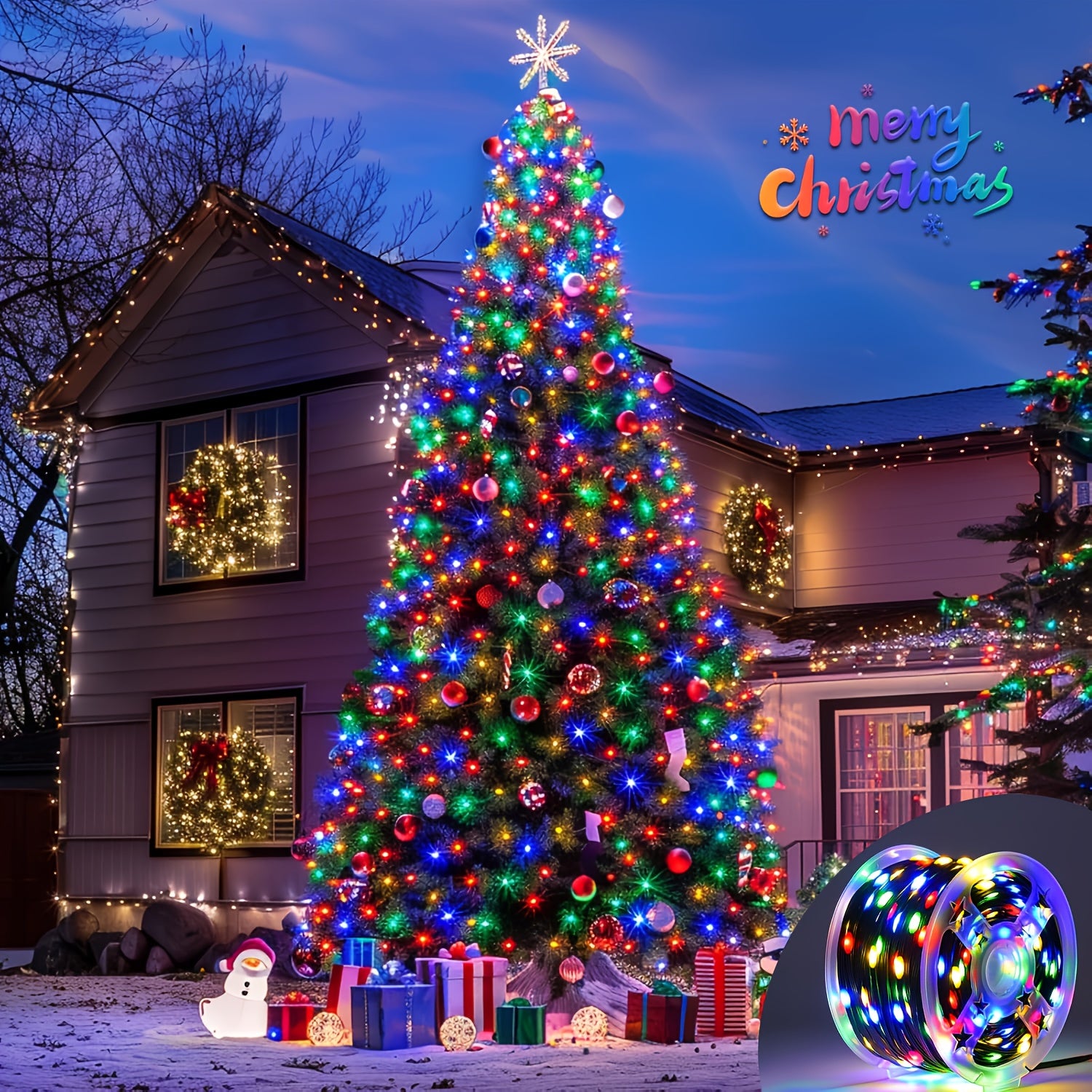 1000/300 LED Christmas Fairy Lights, PVC Green Wire String Lights, European Plug Powered Garden Lights, Button Switch 12 Modes, Long Press for Timer, Suitable for Yard, Fence, Wedding, Christmas Decoration, Christmas Tree, Ch